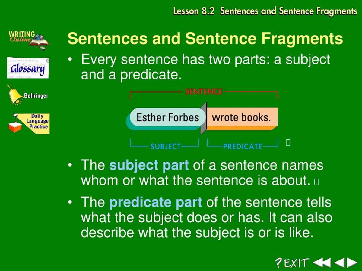 lesson 1 correcting sentence fragments answer key