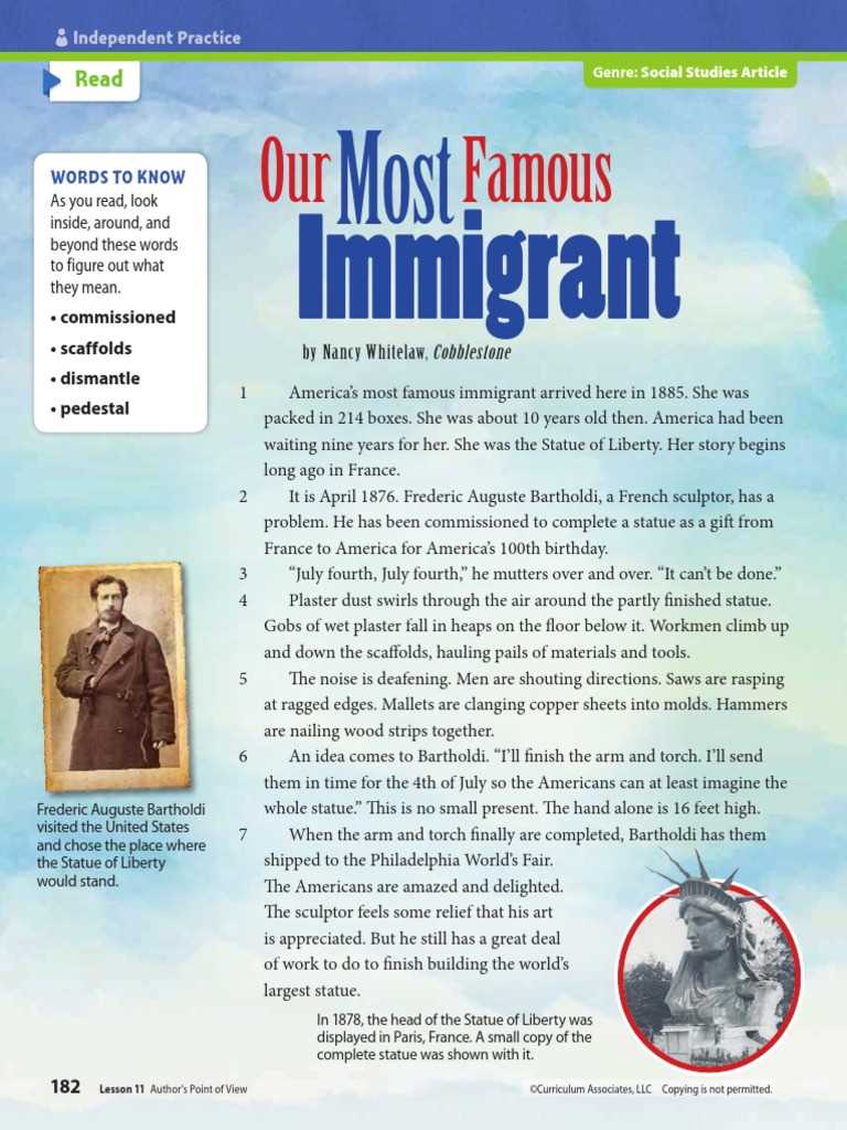lesson 11 our most famous immigrant answer key