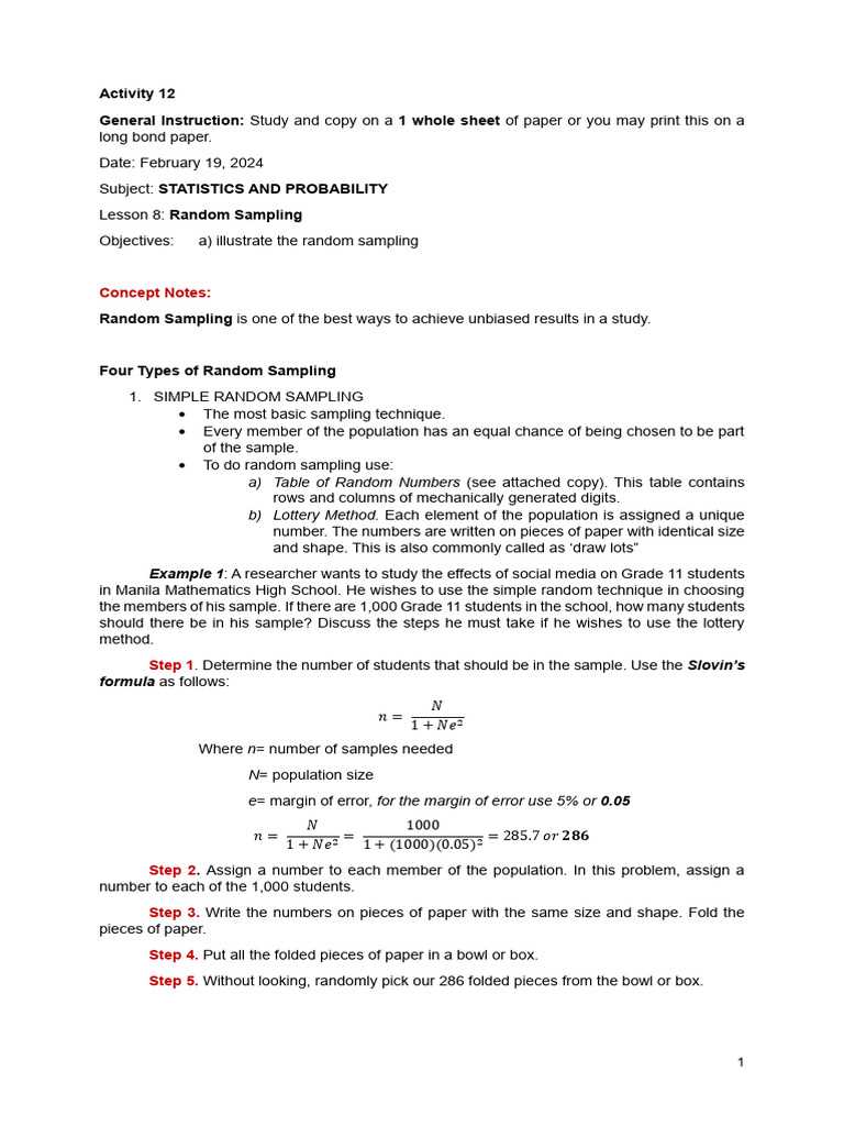 lesson 26 understand random samples answer key