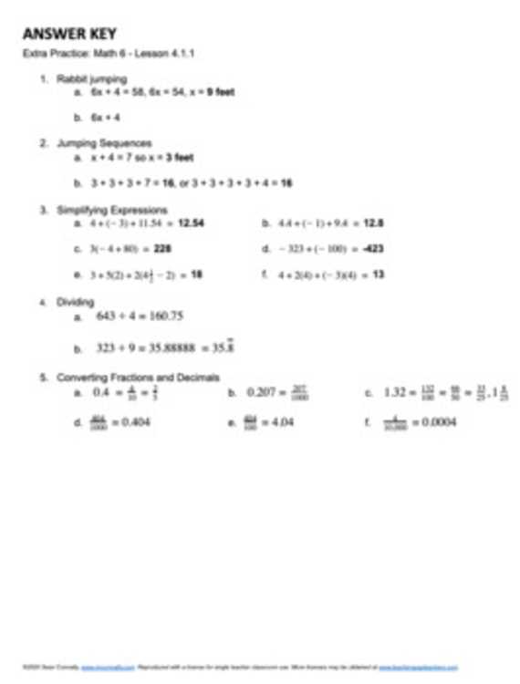 lesson 6 homework 1.4 answer key