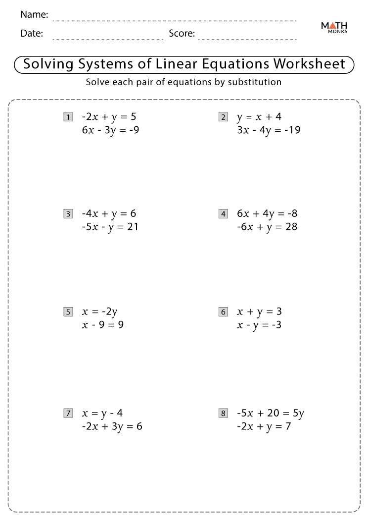 linear equations practice worksheets with answer key