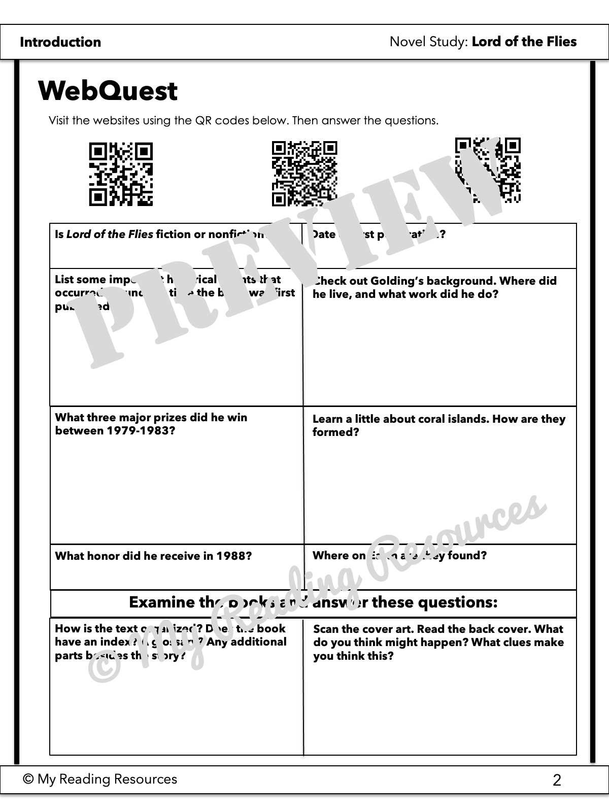 lord of the flies unit test with answer key