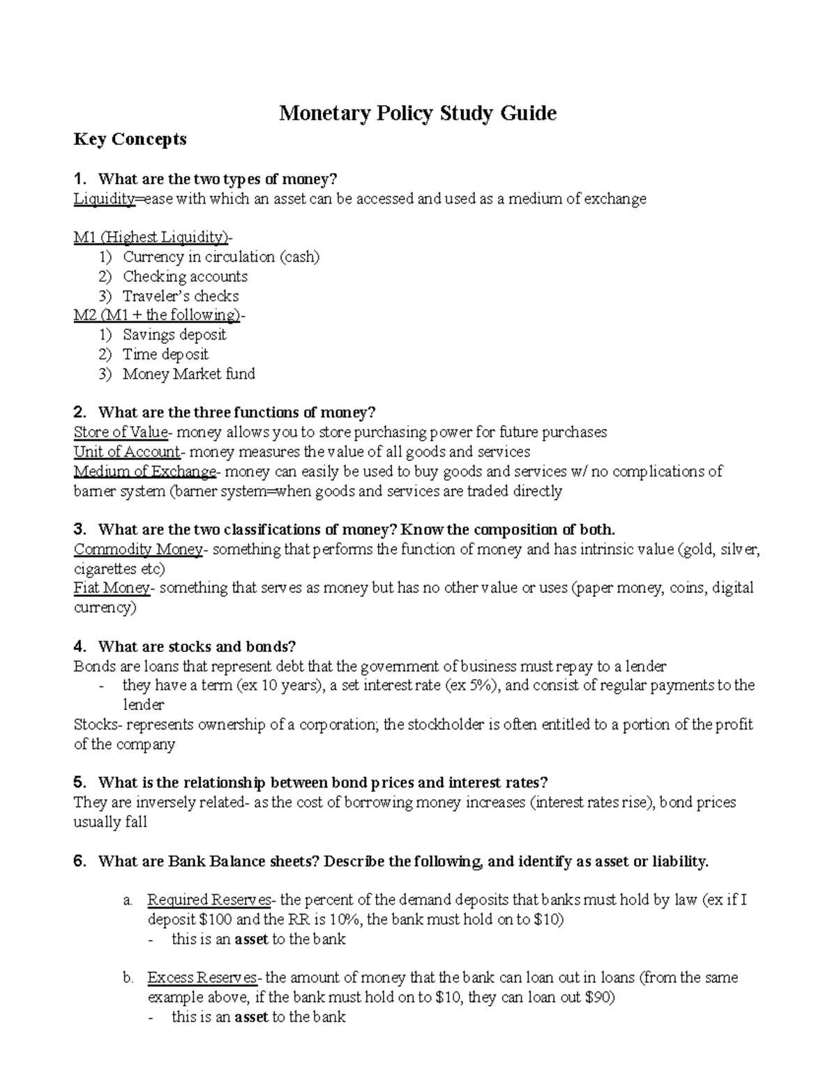 macroeconomics unit 4 study guide financial sector answer key