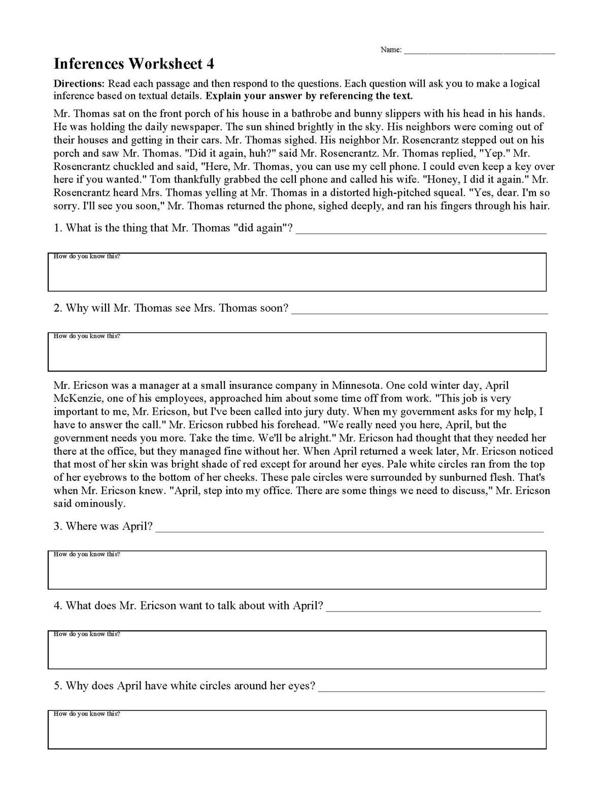 making inferences reading between the lines answer key