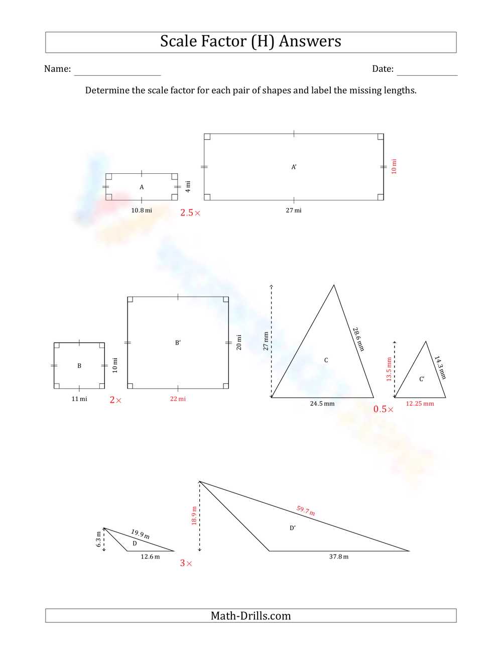 math drills com dilations c answer key
