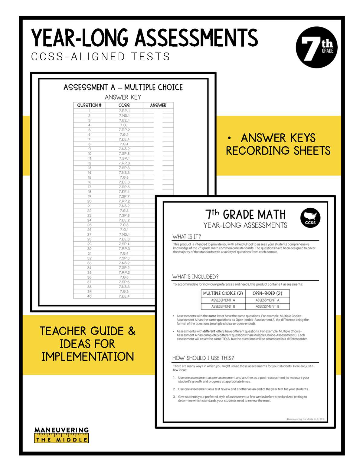 math end of the year test grade 7 answer key