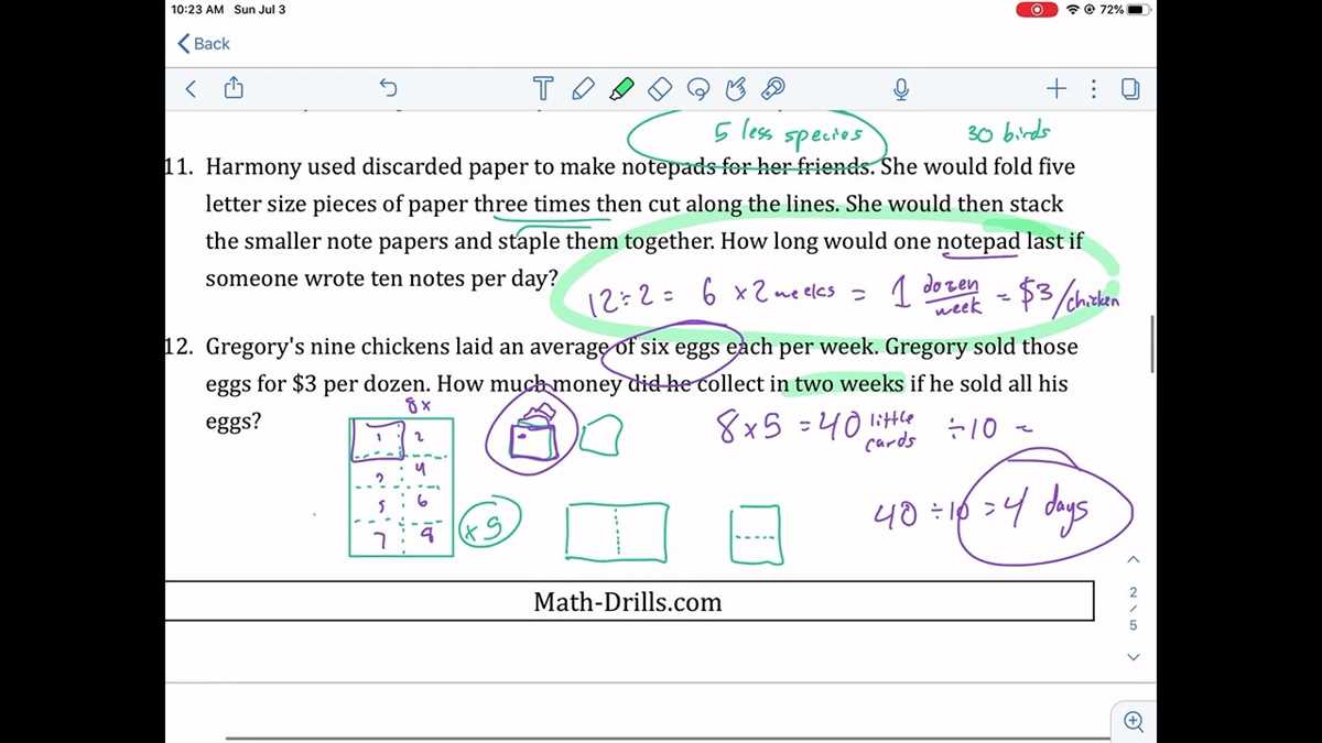 math problems answer key