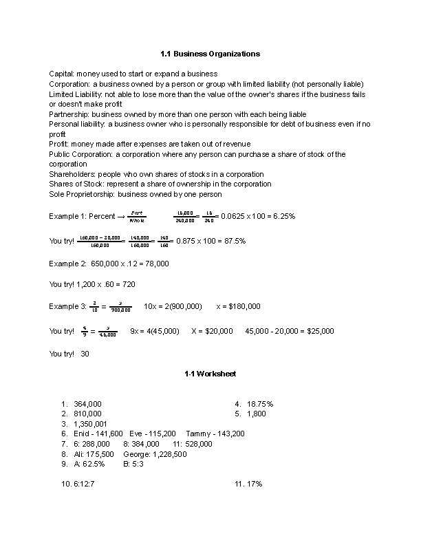 mathematics for business and personal finance answer key
