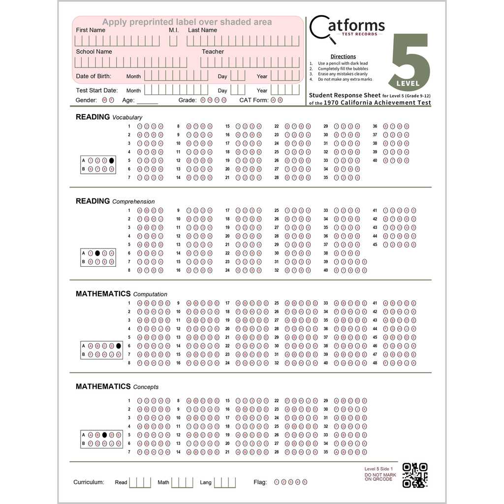 mca practice test grade 5 answer key