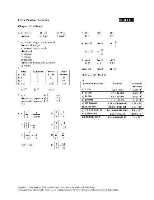 mcgraw hill answer key