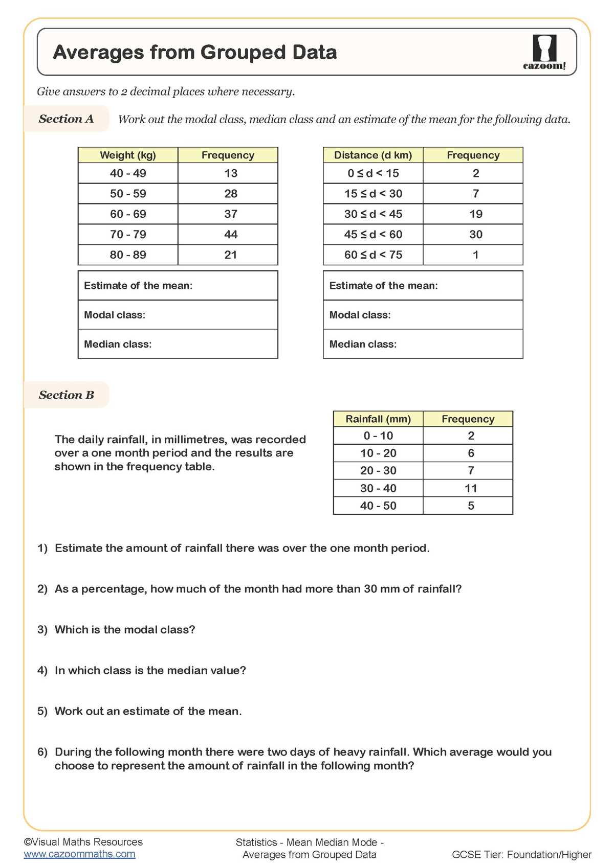 mean median and mode worksheets with answer key