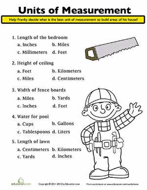 measuring units worksheets answer key