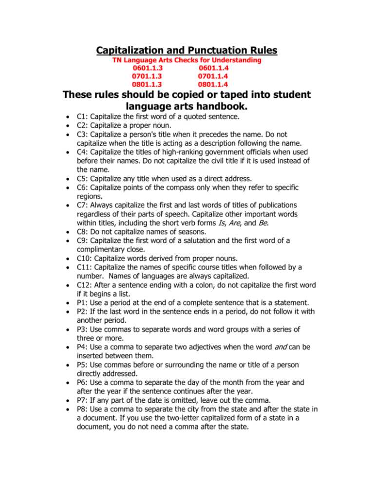 mechanics capitalization and punctuation answer key
