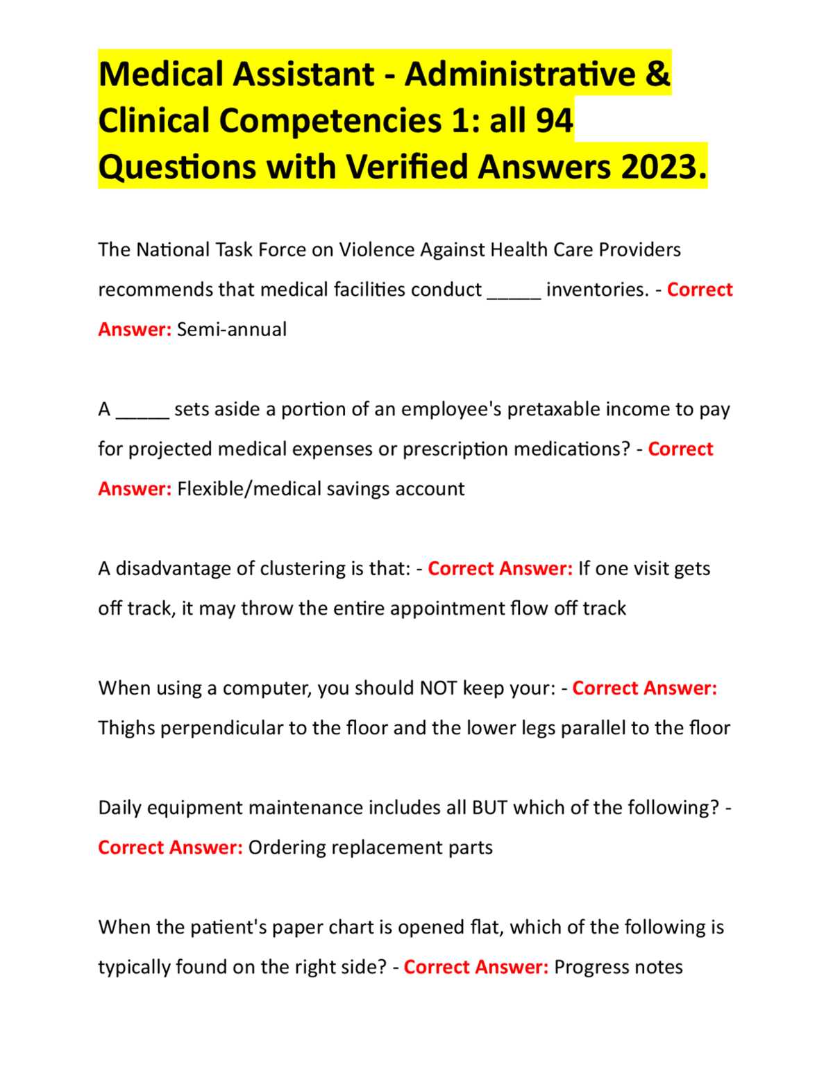 medical assisting review answer key