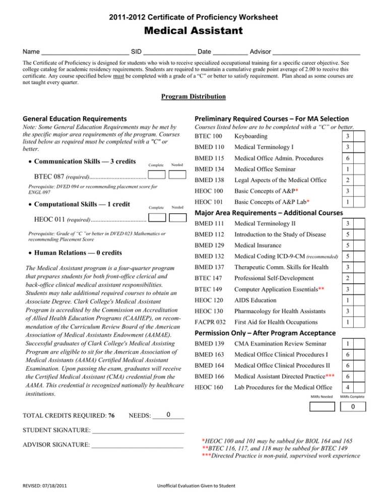 medical assisting review answer key