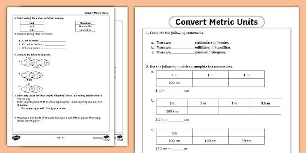 metric conversions worksheet with answer key
