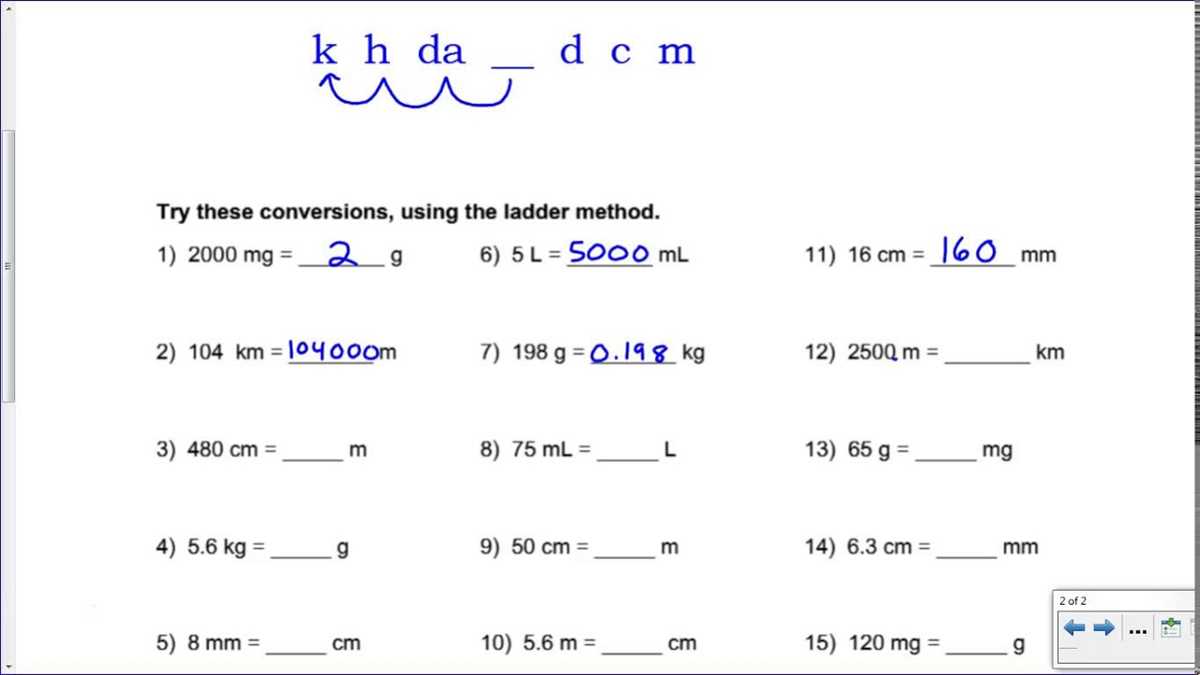 metric mania conversion answer key