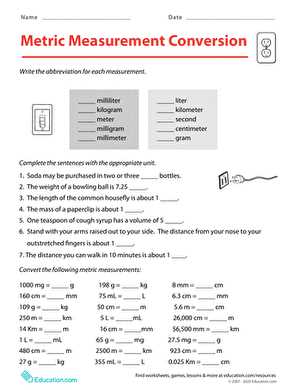 metrics and measurement worksheet answers key instructional fair inc