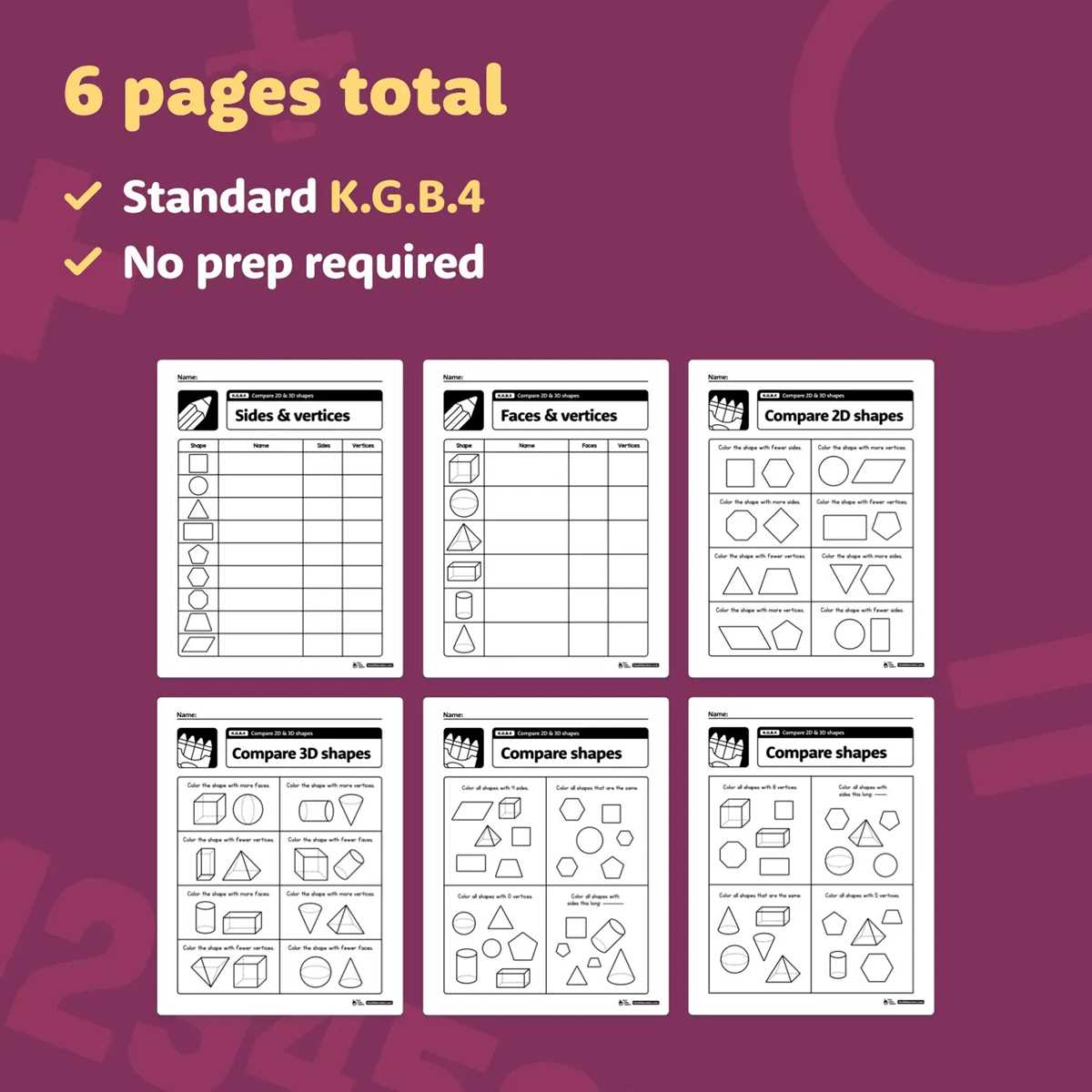 model 2 comparing shapes answer key