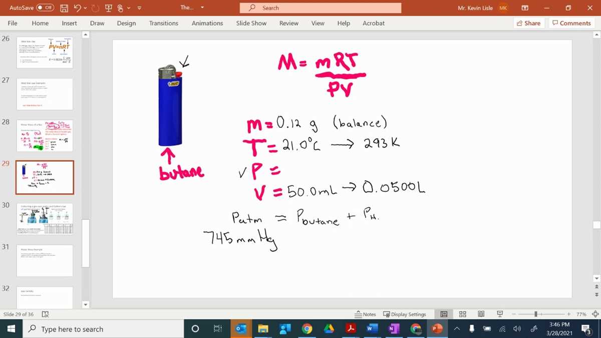 molar mass of butane lab answer key