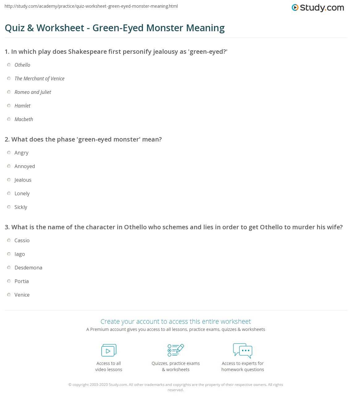 monster questions answer key