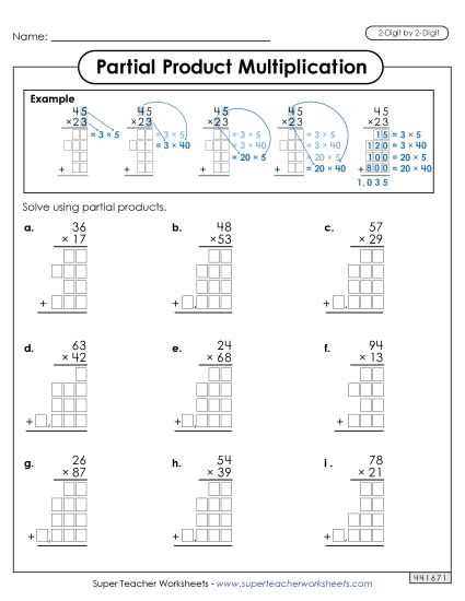 multiplication worksheets with answer key