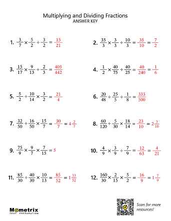multiplying and dividing fractions worksheet with answer key