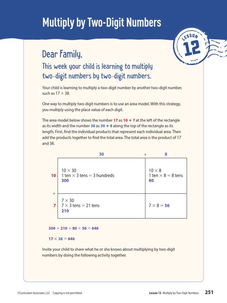 my homework lesson 10 multiply by two digit numbers answer key