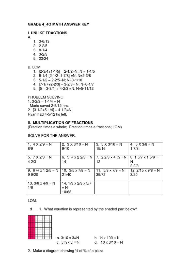 my math volume 2 grade 4 answer key