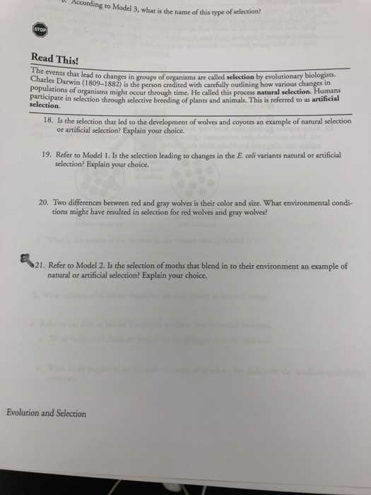 natural and artificial selection answer key