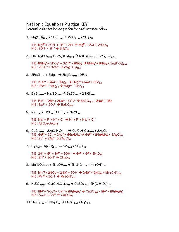 net ionic equations advanced chem worksheet 10 4 answer key net ionic equations advanced chem worksheet 10 4 answer key
