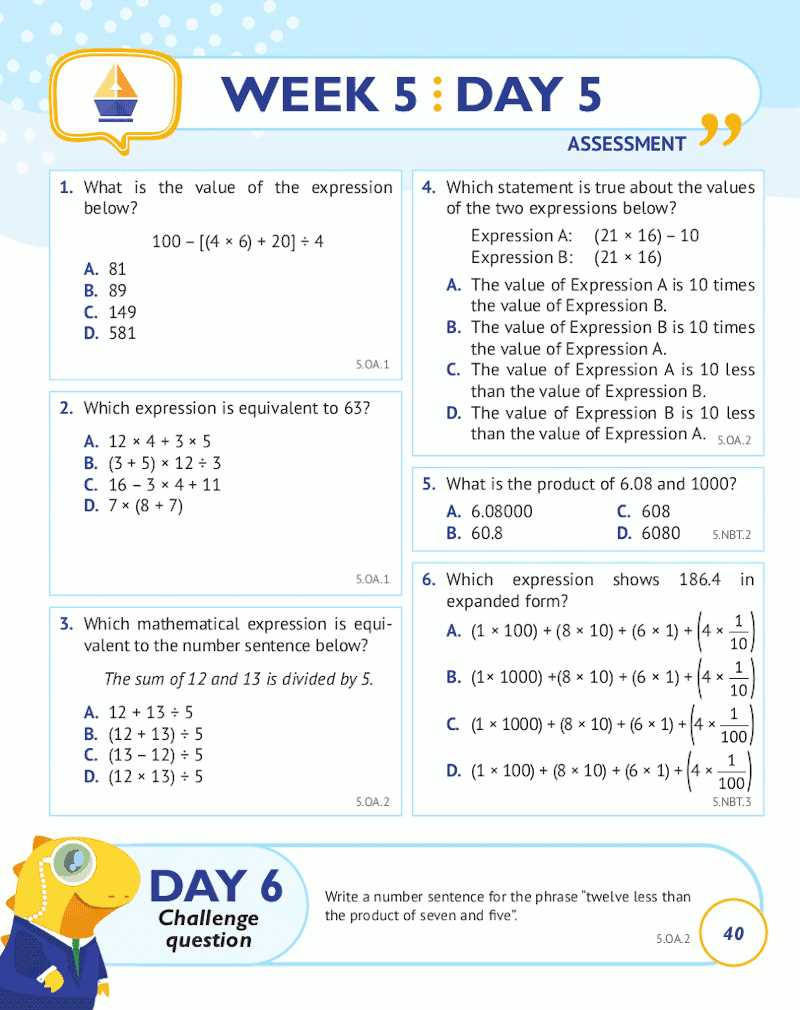 new york progress mathematics grade 5 answer key