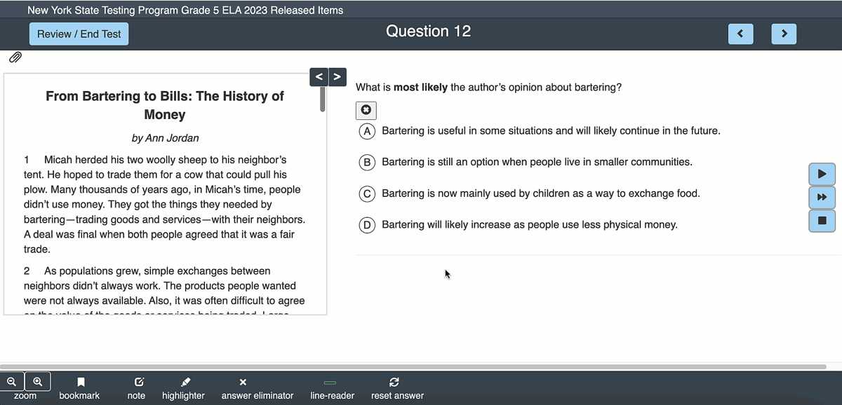 new york state testing program grade 6 answer key