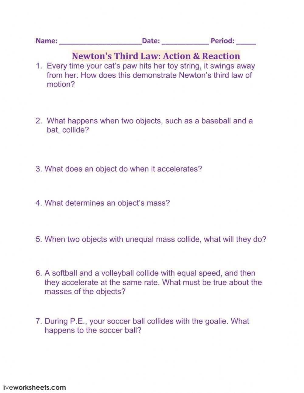newtons third law answer key