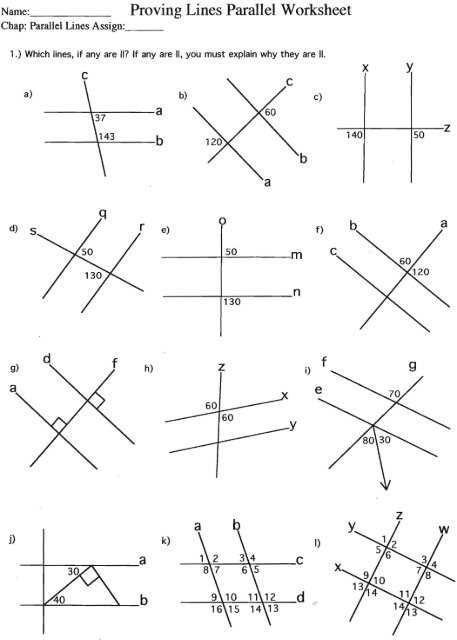 parallel lines worksheet math aids answer key