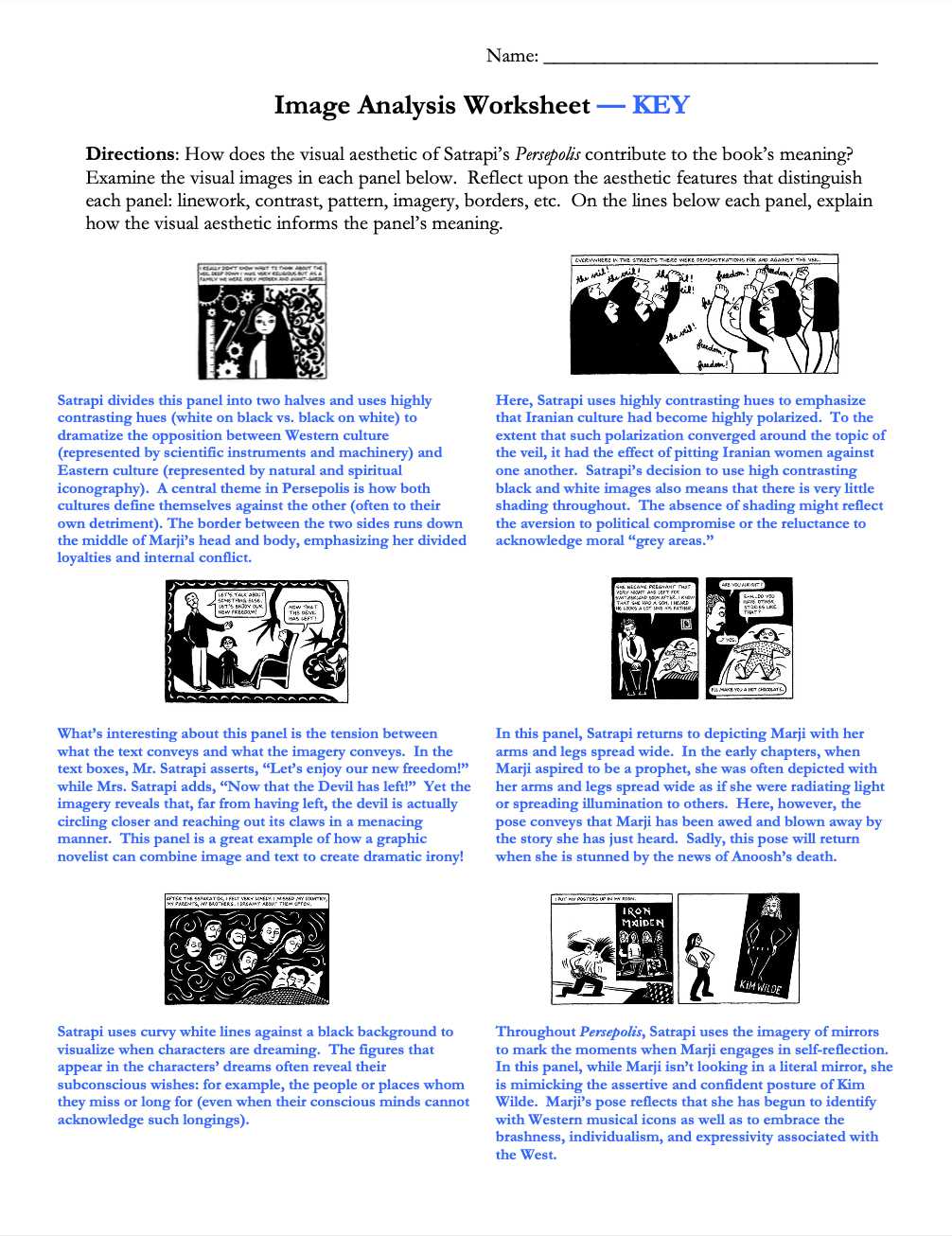 persepolis study guide answer key