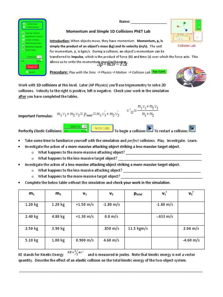 phet simulation collision lab answer key