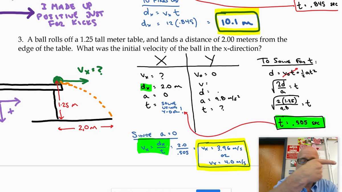 physics projectiles answer key
