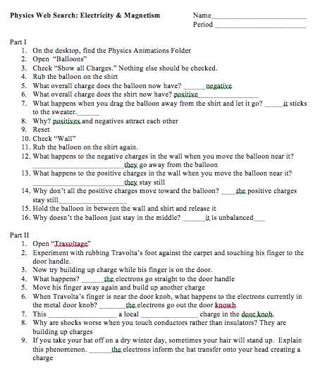physics web search electricity & magnetism answer key physics web search electricity & magnetism answer key