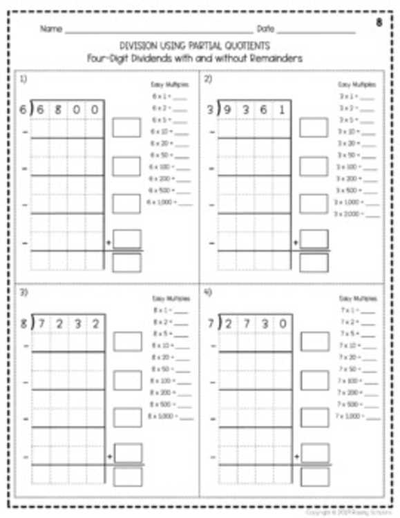practice and homework lesson 2.4 partial quotients answer key