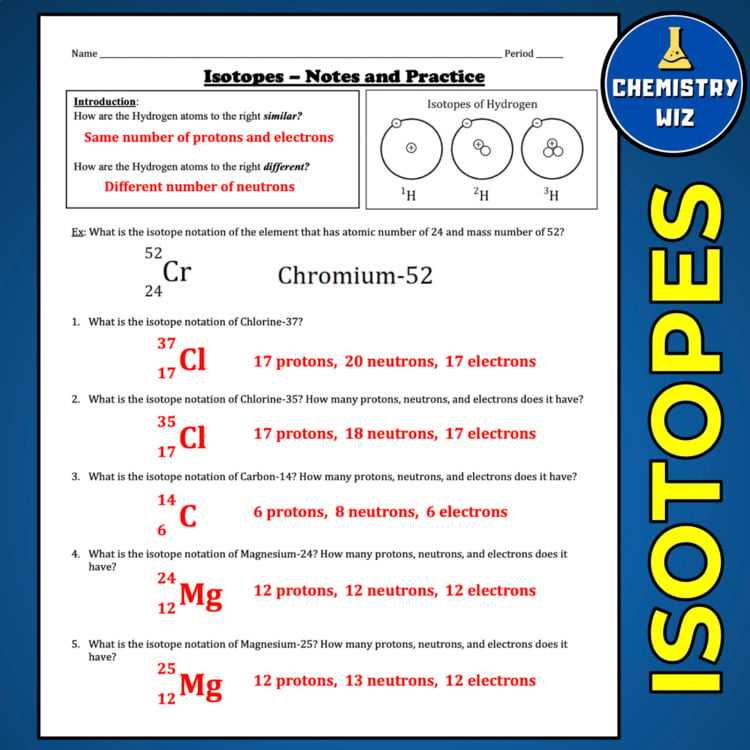 practice isotope calculations 1 answer key