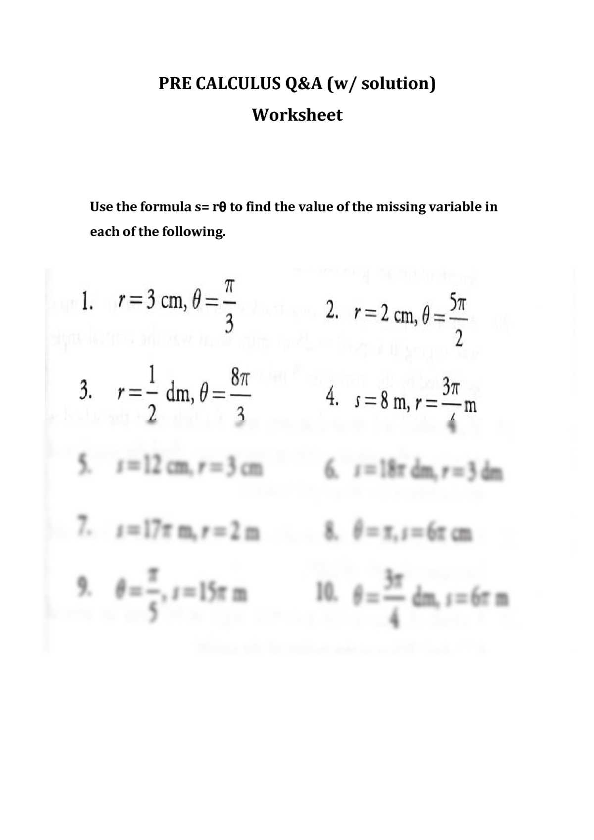 precalculus worksheet tangent and cotangent answer key