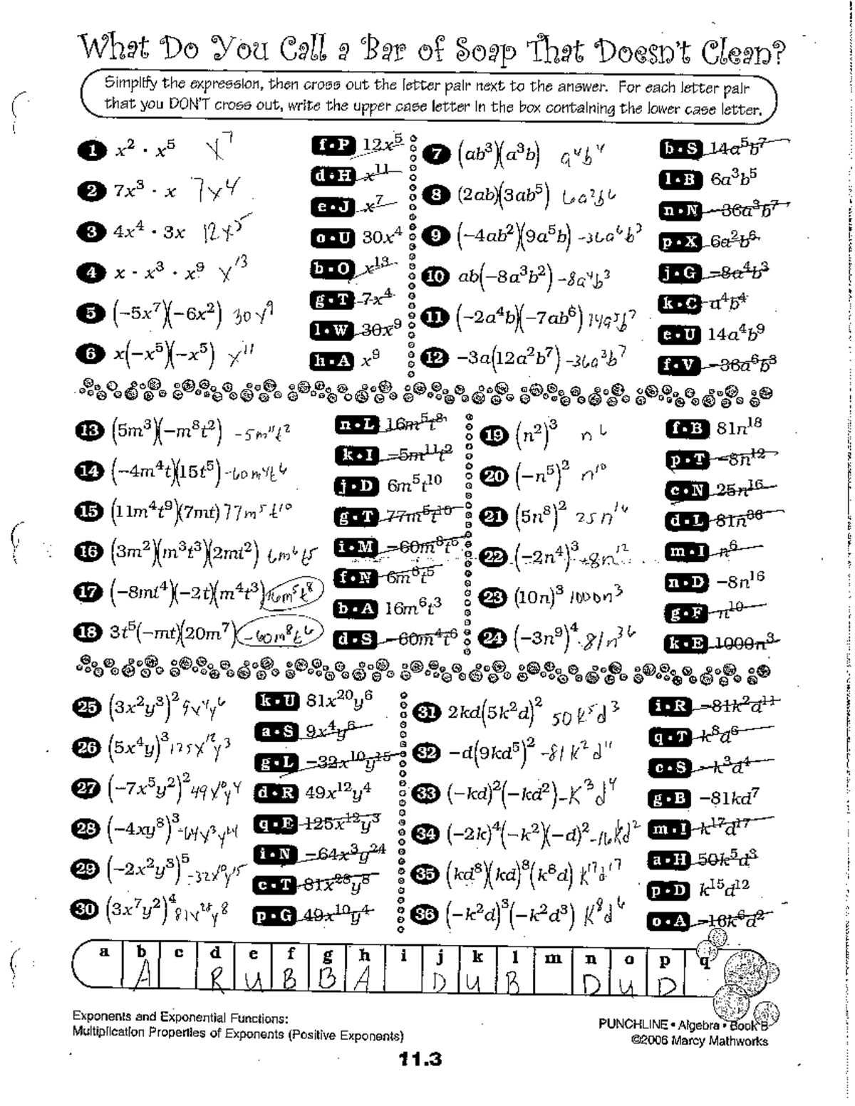 punchline algebra book a 74 answer key