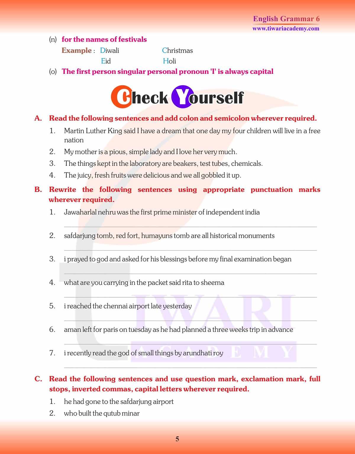 punctuation and grammar 22 questions answer key