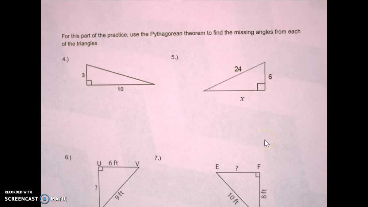 pythagorean theorem scavenger hunt answer key