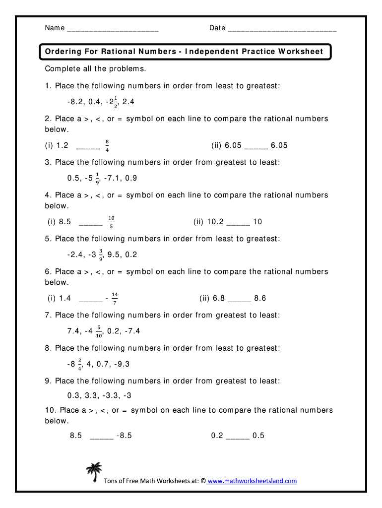 rational and irrational numbers worksheet with answer key