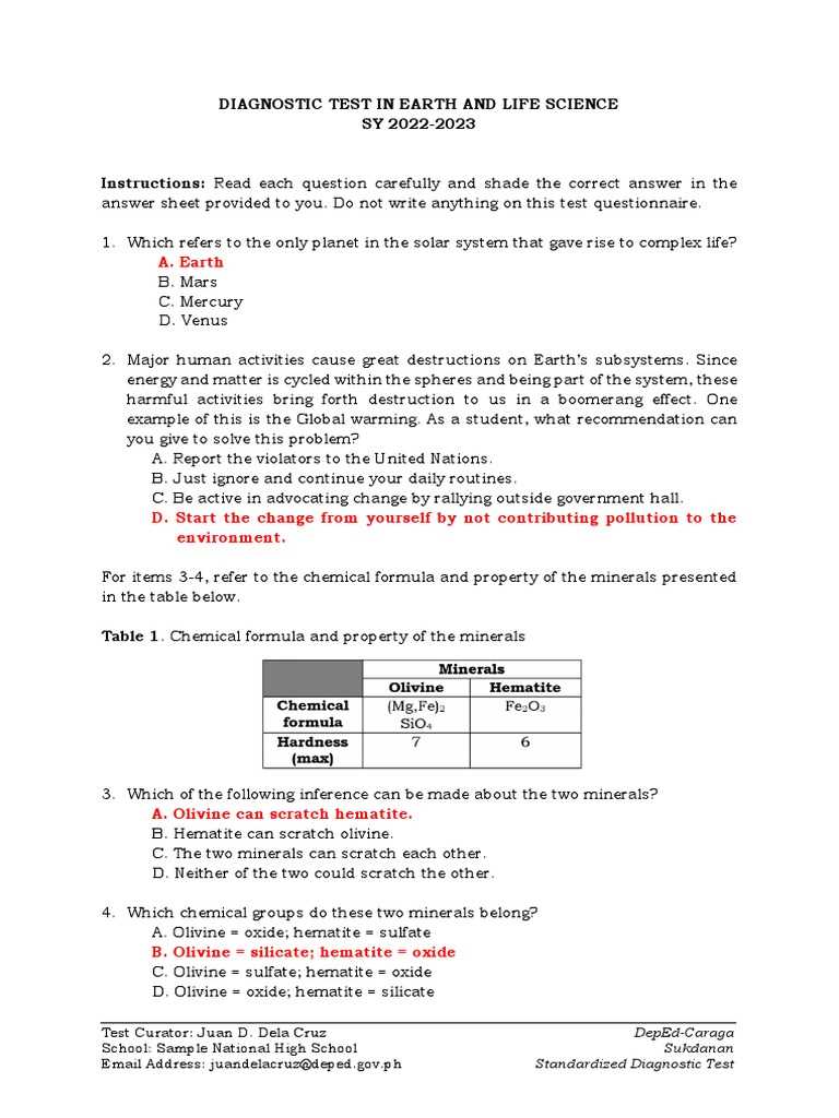 reading science life on earth answer key