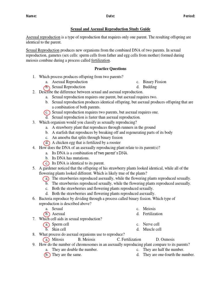 review 4 reproduction answer key