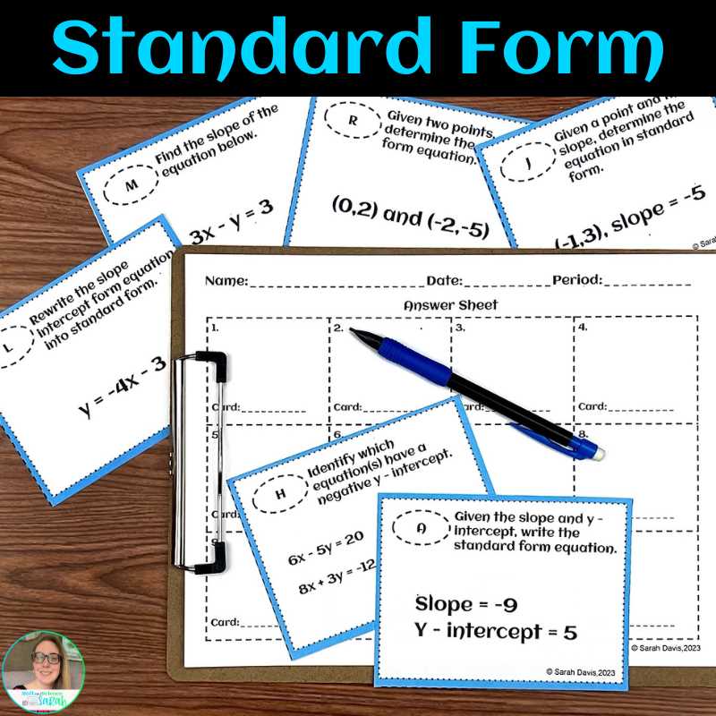 review of slope and y intercept answer key