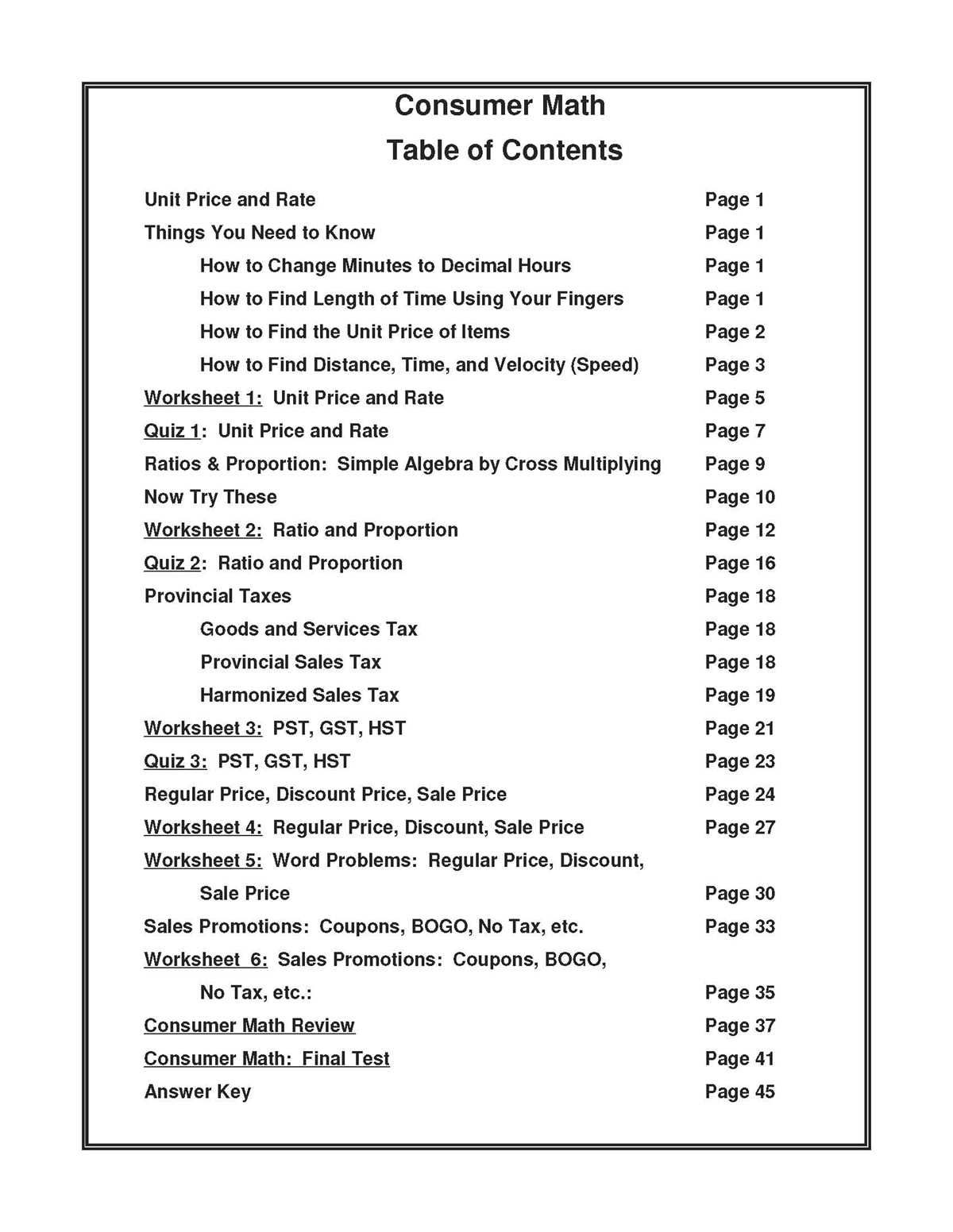 sales tax and discount worksheet 7th grade answer key